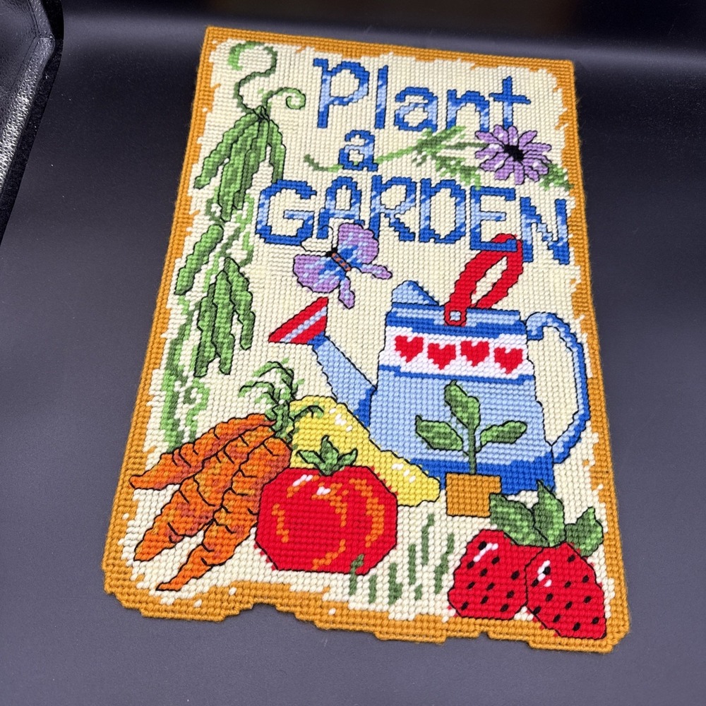 Plastic Canvas May Wall Decor Completed Spring Garden 12 X 18"